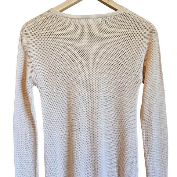 Zara Knit Netted Crochet Long Sleeve Sweater Cream Women's Small - Picture 7 of 7